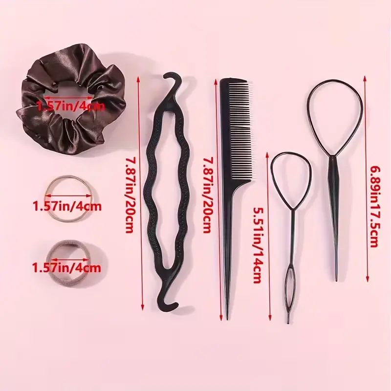 Set Masivo de Accesorios para el Cabello 1159 Piezas Coleteras Elásticas, Bandas Suaves y Rizadores (Negro Neutro) (4)