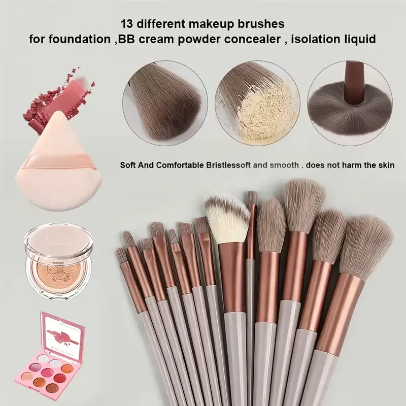 Set Profesional de Maquillaje 22 Piezas en Tonos Tierra - 13 Brochas Café, Esponja Huevo y Borla para Pulgar (1)