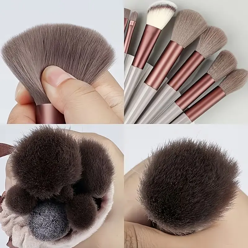 Set Profesional de Maquillaje 22 Piezas en Tonos Tierra - 13 Brochas Café, Esponja Huevo y Borla para Pulgar (3)