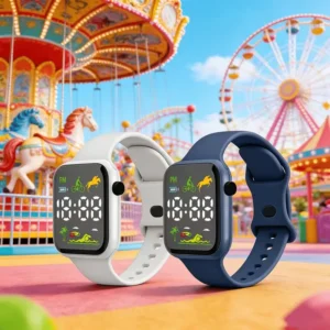 Set de 2 Relojes Digitales LED Cuadrados - Color Azul Real y Negro (Diseño Escolar, Deportivo y Regalos)