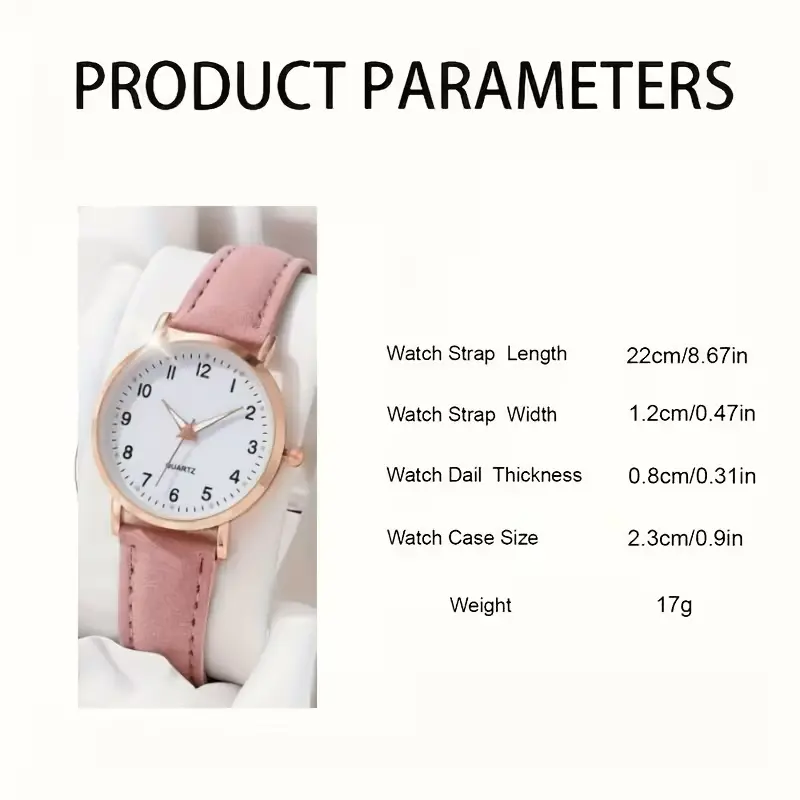 Set de Reloj de Cuarzo y Pulsera de Corazón para Mujer Color Rosa Dulce (Juego de 2 Piezas para Regalo) (3)