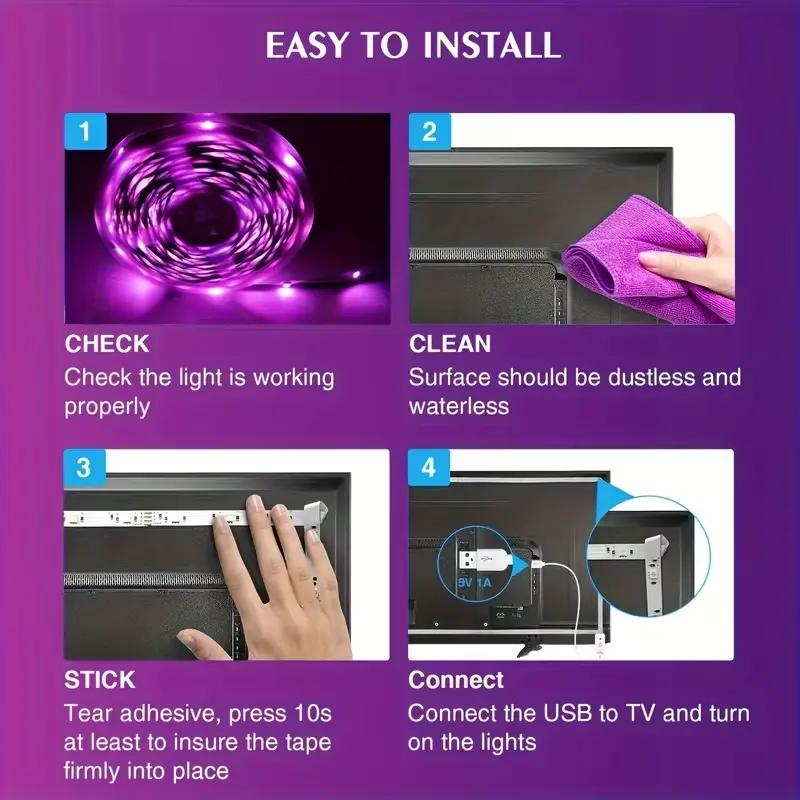 Tira de Luces LED Inteligentes USB de 5 Metros - Control Remoto IR 24 Botones e Iluminación RGB Ambientación (4)