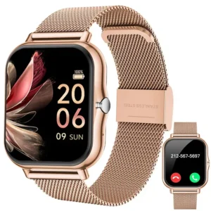 Smartwatch Elegante Minimalista para Mujer en Oro Rosa – Pantalla Táctil, Llamadas Bluetooth y +100 Modos Deportivos